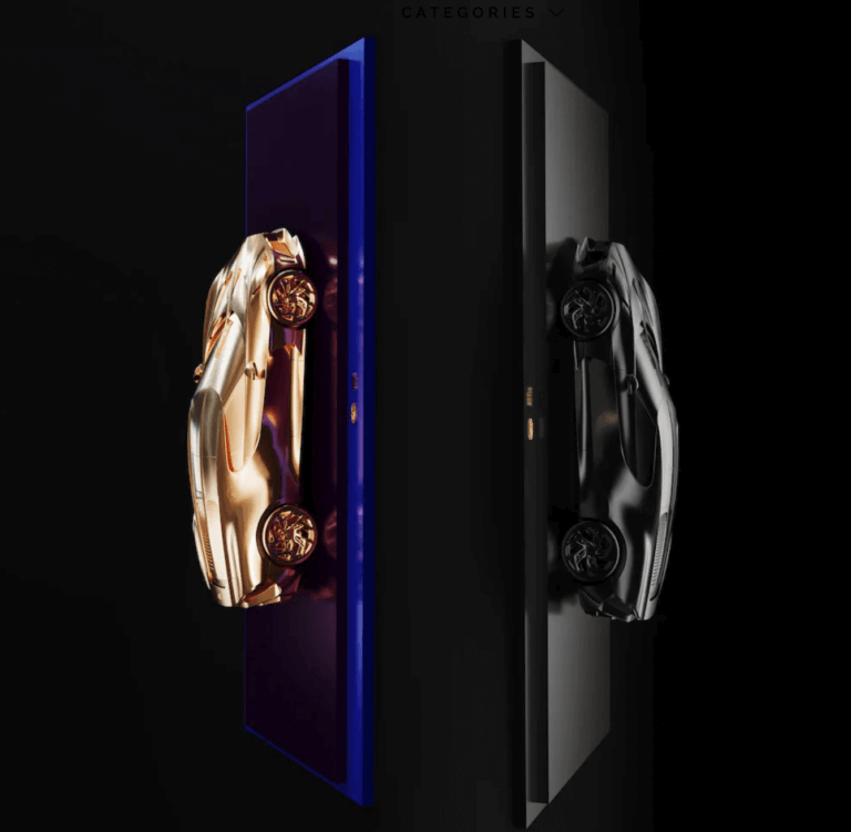 BUGATTI La VOITURE NOIRE HEYKELİ NFT'de. Times de Luxe